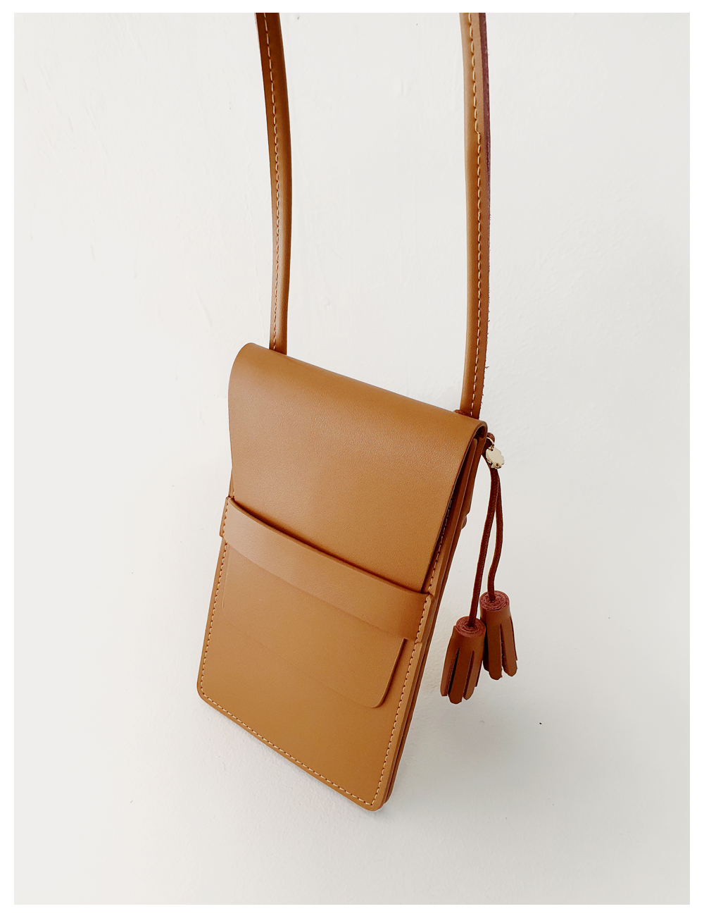 Melba leather phone cross bag_Carmel