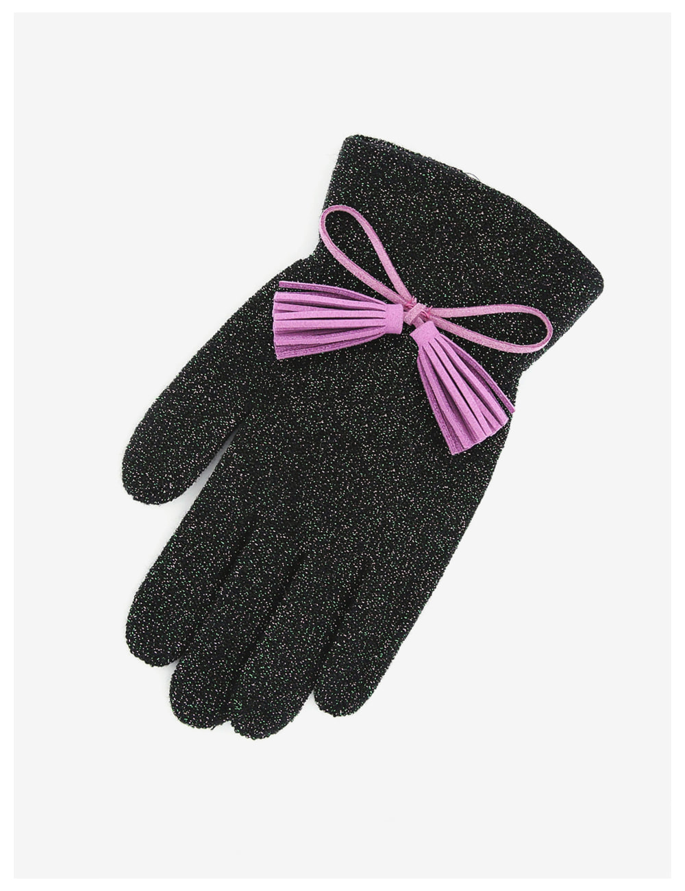 Color Glitter tassel Gloves_purple 반짝이 니트 리본테슬 장갑