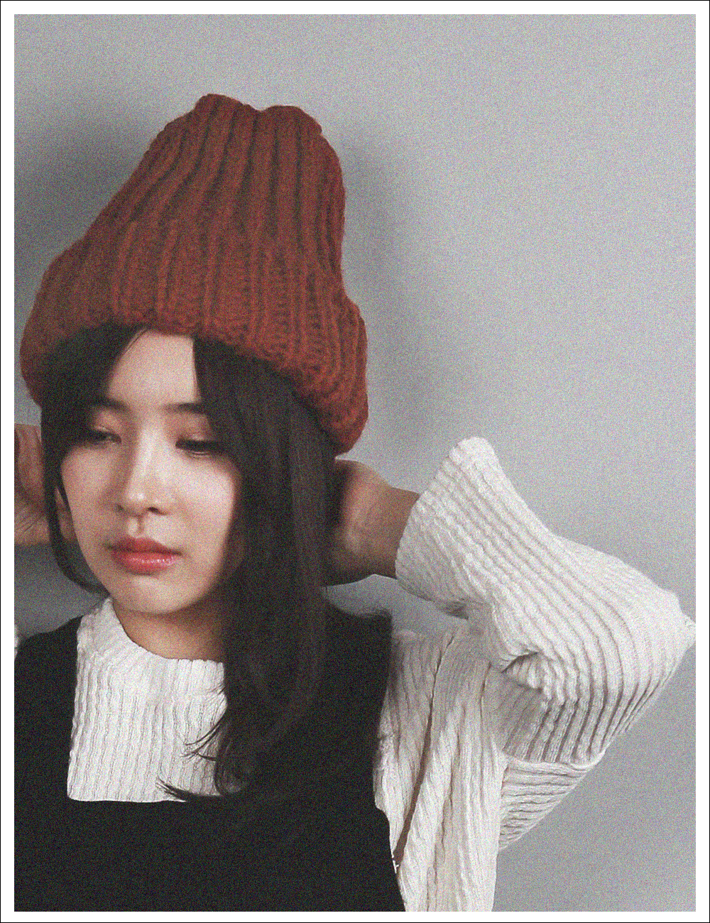 So Heavy knit Hat_Red Brown