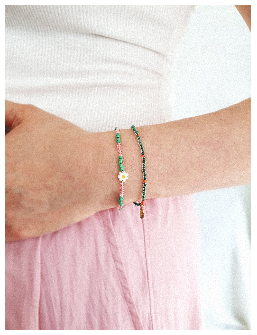 Flower &amp; Shell beads bracelet 플라워 &amp; 쉘 비즈 팔찌