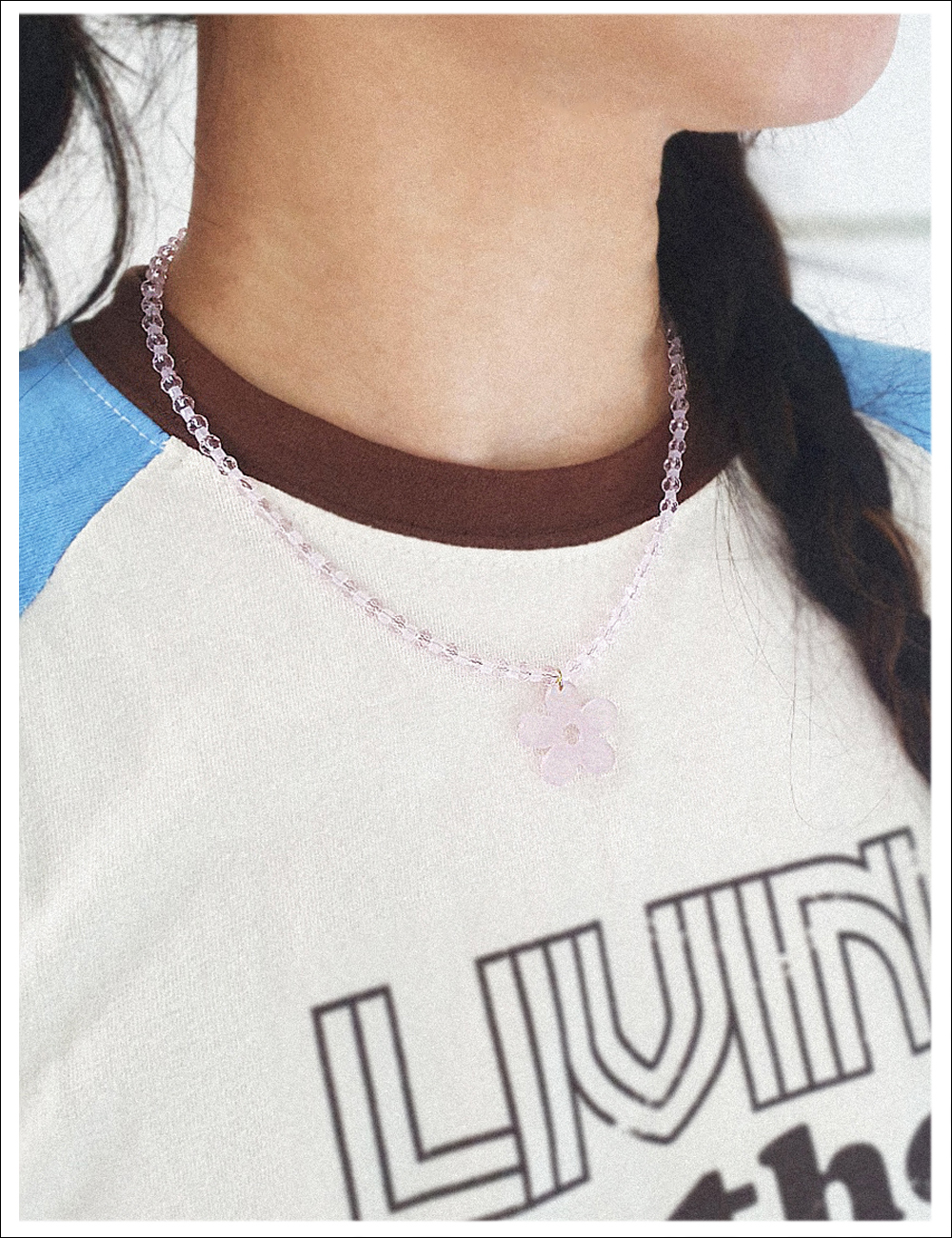 Lovely pink crystal Necklace 러블리 핑크 크리스탈 목걸이